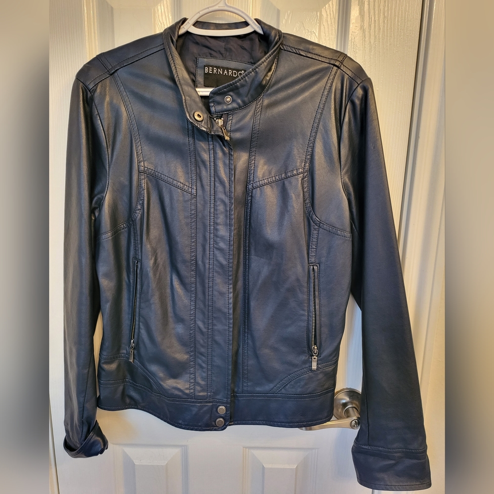 Bernardo Faux leather jacket, Large, dark blue
